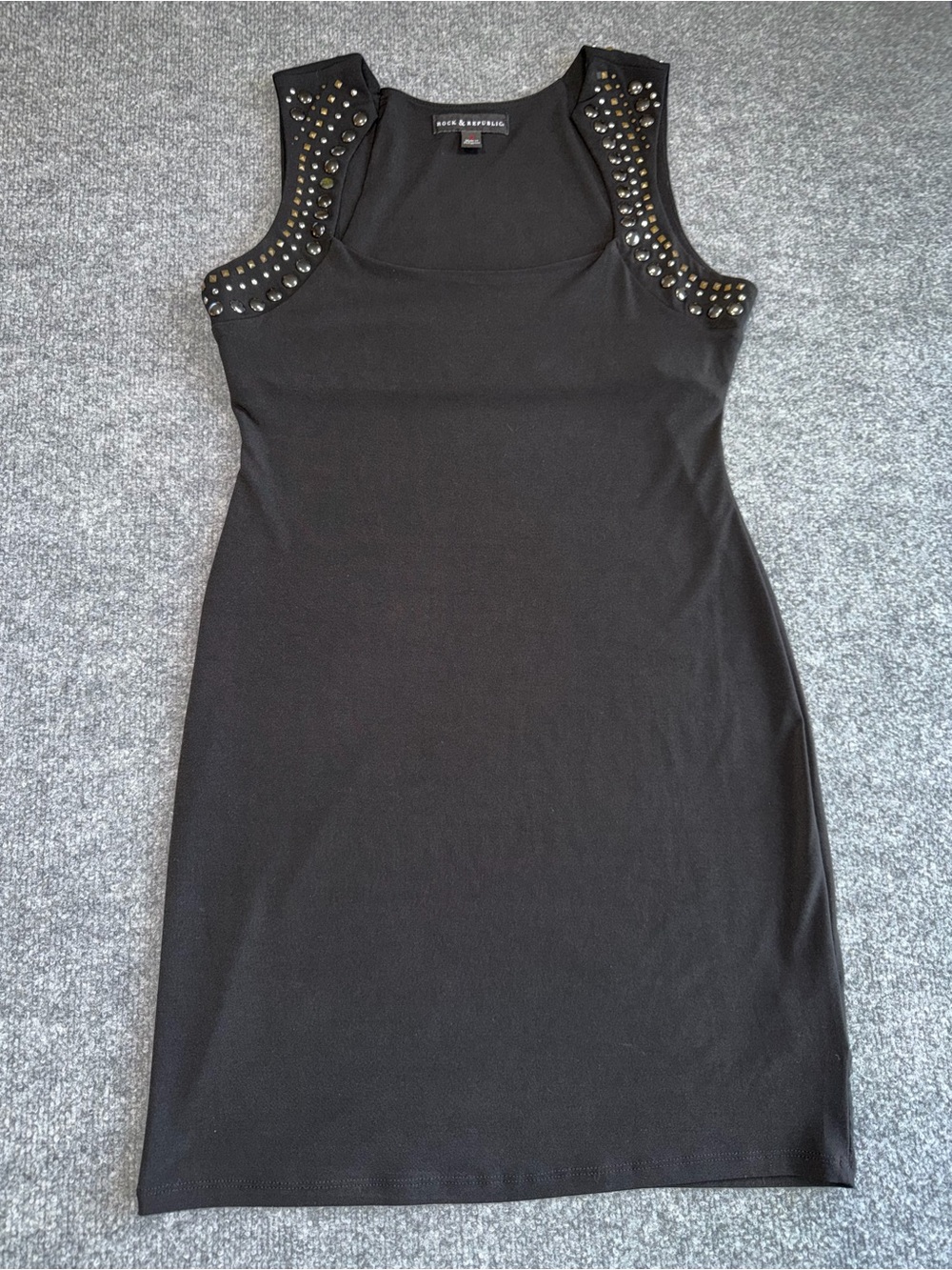 Rock & Republic Black Studded Sleeveless Mini Dress Women’s S Punk Rock Edgy